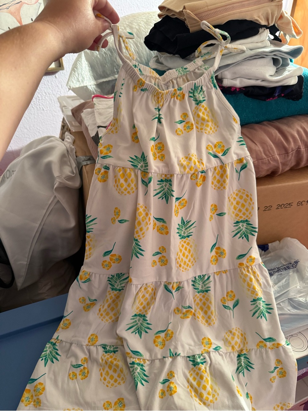 Falls Creek Cream Sundress with Yellow Pineapple Print